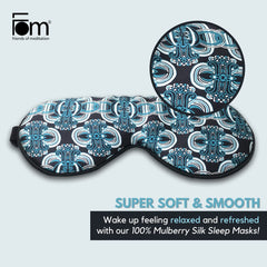 Friends of Meditation 100% Mulberry Silk Eye Mask, Super Smooth Sleep Mask and Blind Fold (Blue Floral)