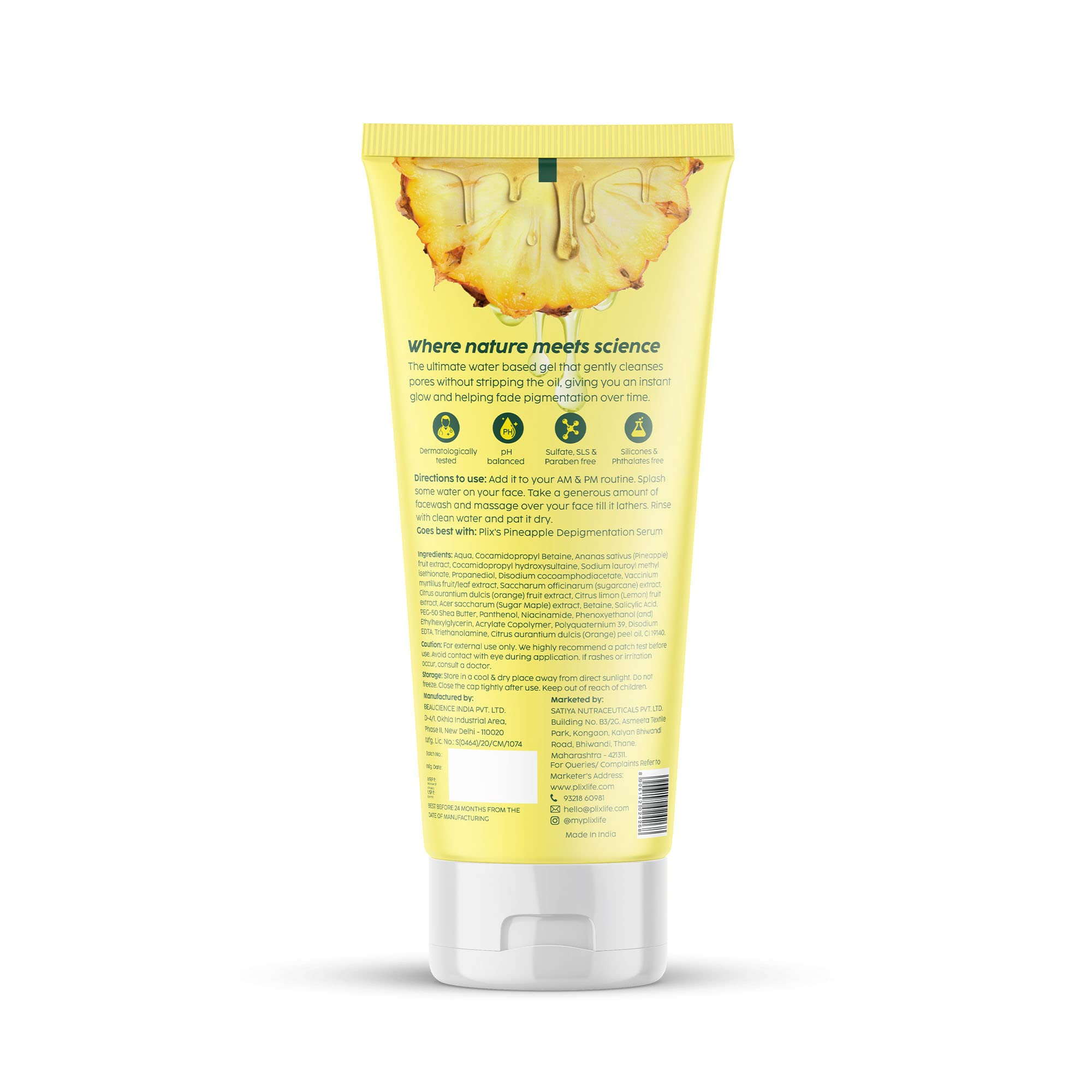 The Plant Fix Plix 5% Pineapple Foaming Facewash For Depigmentation,100ml | Cleanser For Skin Brightening & Even Toned Complexion | Free Of Sulphates, Paraben & Silicones