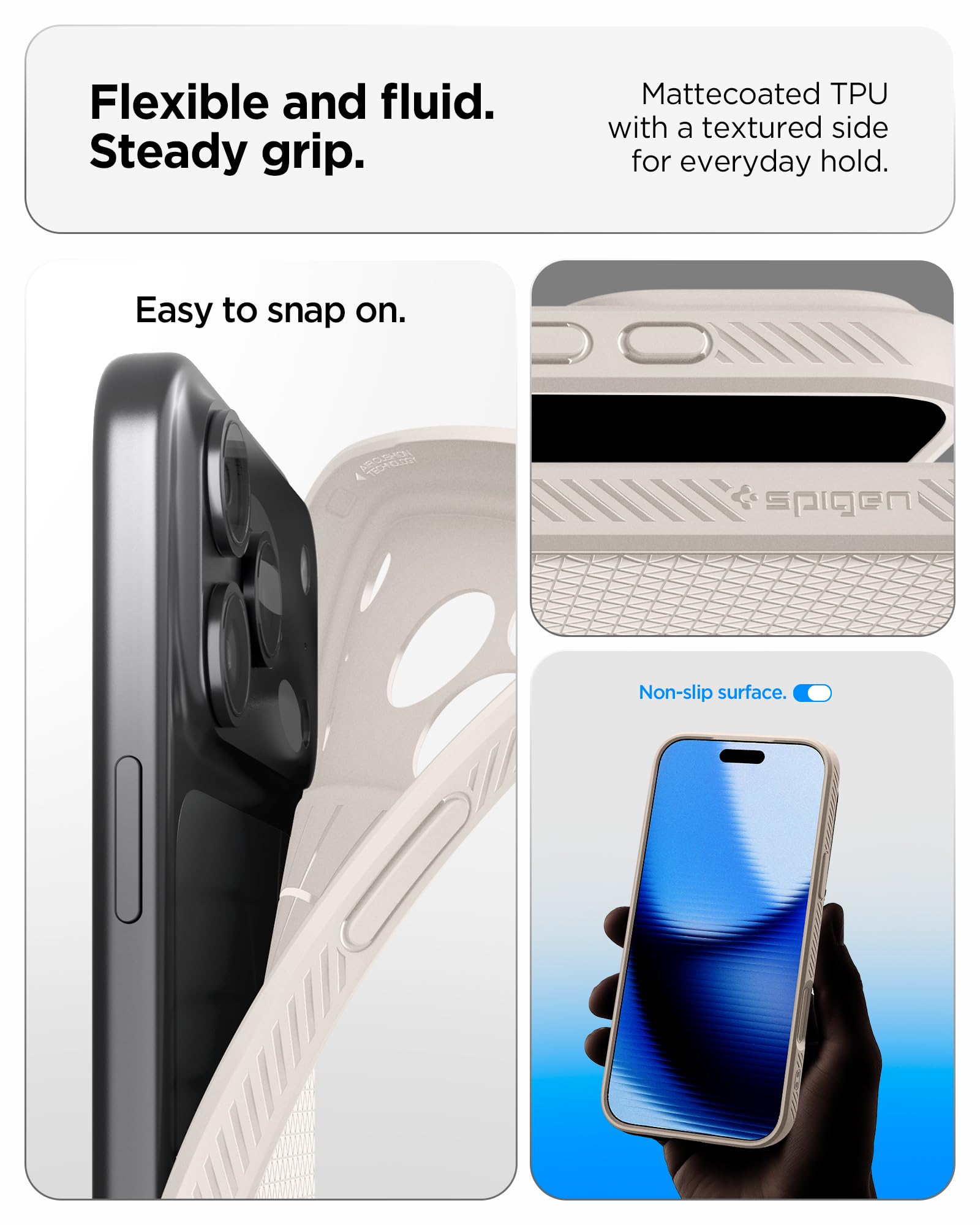 Spigen Liquid Air Back Cover Case for iPhone, Durable Protection, Air Cushion Technology - TPU | Matte Black