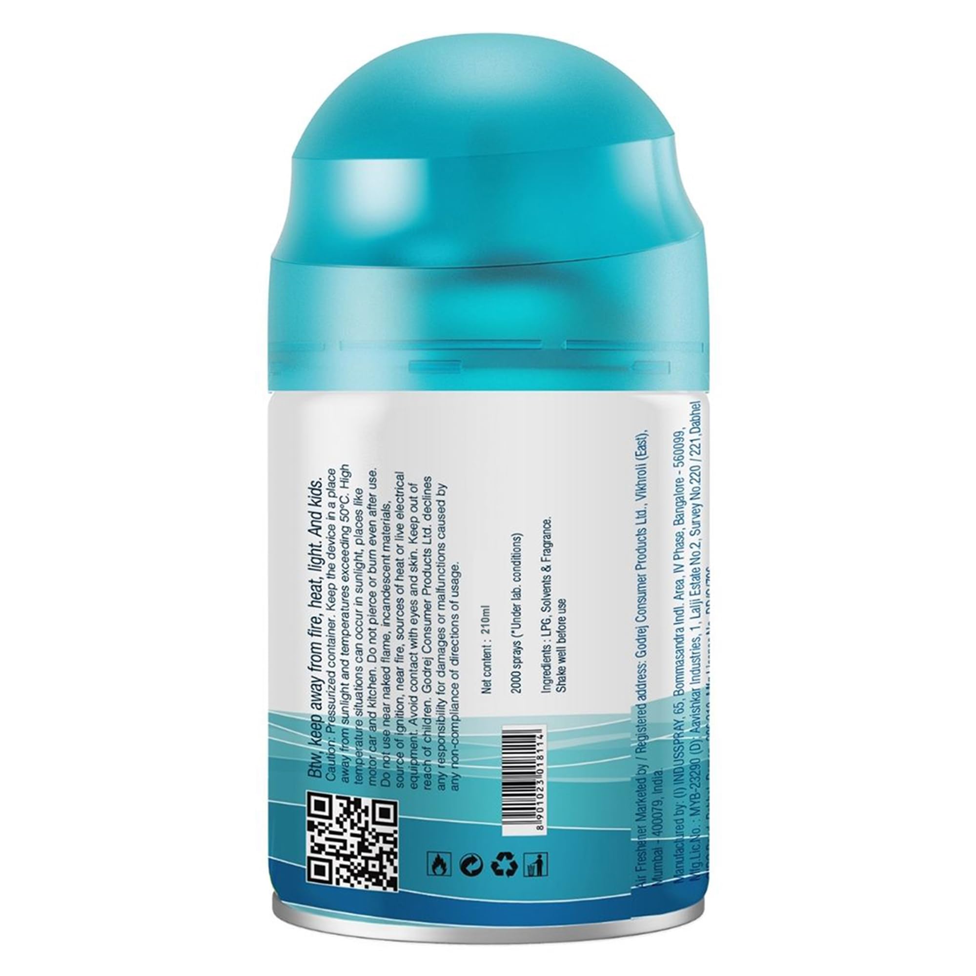 Godrej aer Matic Automatic Room Fresheners Refill Pack | Cool Surf Blue | 2000 Sprays Guaranteed | Lasts up to 60 days (210ml)