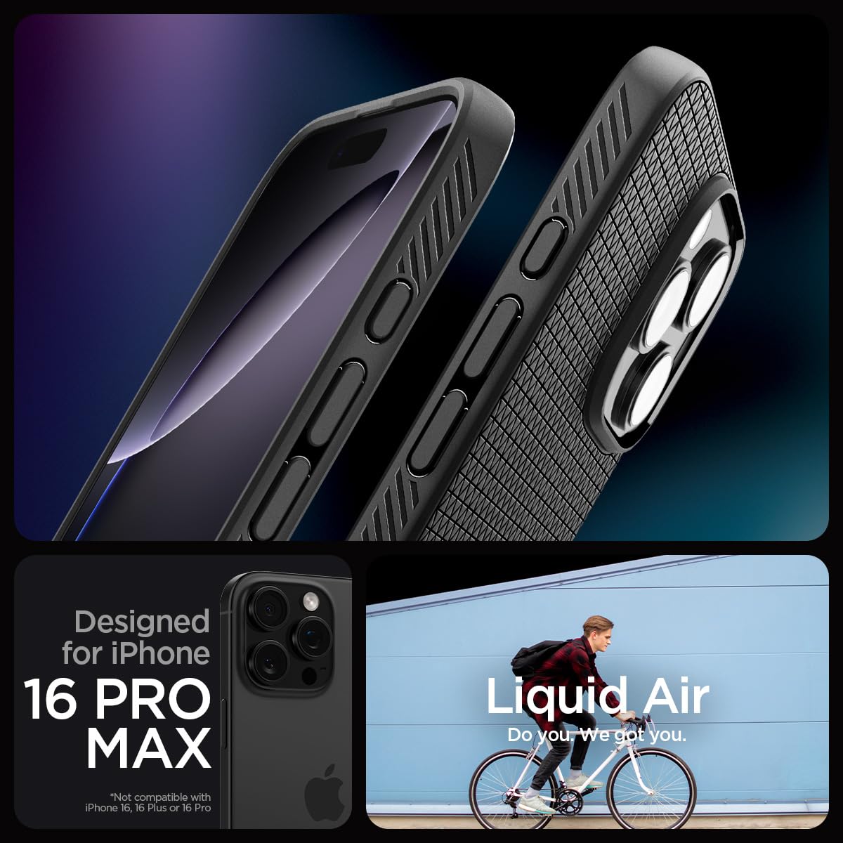Spigen Liquid Air Back Cover Case for iPhone, Durable Protection, Air Cushion Technology - TPU | Matte Black