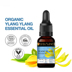 Soulflower Ylang Essential Oil for Strengthen Hair Roots, Control Hair Fall, Skin Moisture, Controls Acne, Aromatherapy - 100% Pure, Natural & Undiluted Premium Essential Oil, 15ml