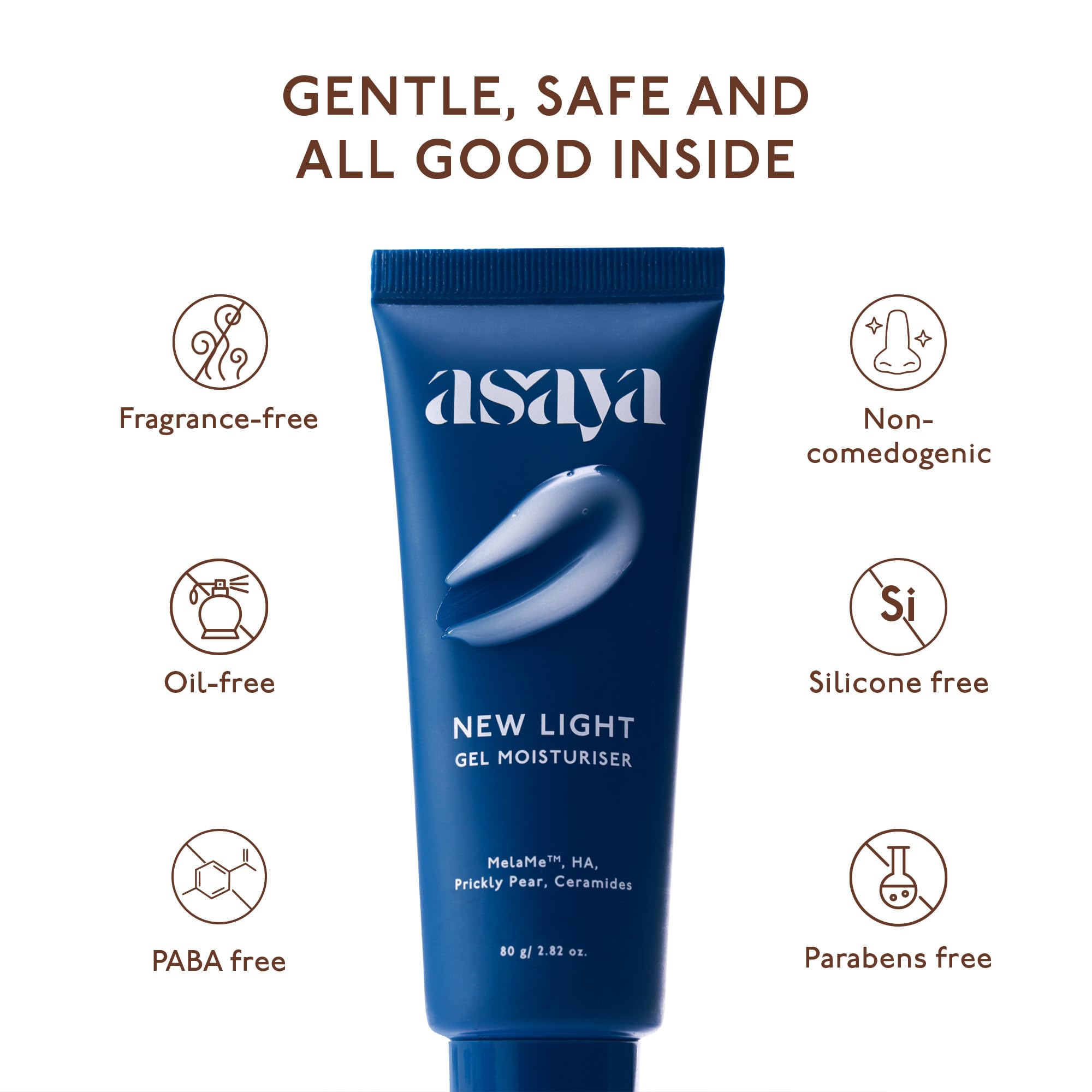 Asaya New Light Gel Face Moisturiser for Oily Skin with MelaMe™ to Visibly Fade Dark Spots| Reduces Dark Spots in 14 Days | Hyaluronic Acid & Ceramides | 80gm | Glammy.lk