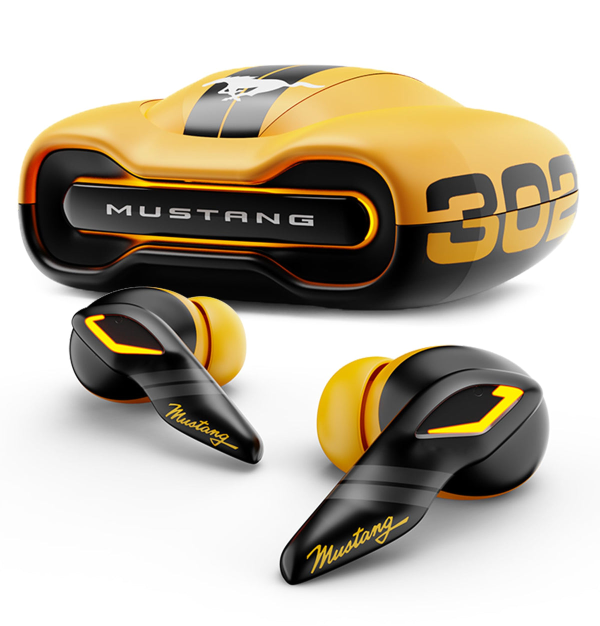 GOBOULT Mustang Torq Wireless in Ear Earbuds with 60H Playtime, App Support, Quad Mic ENC, 45ms Low Latency, 13mm Driver, Breathing LEDs,Touch Controls, IPX5, Ear buds Wireless (Yellow)