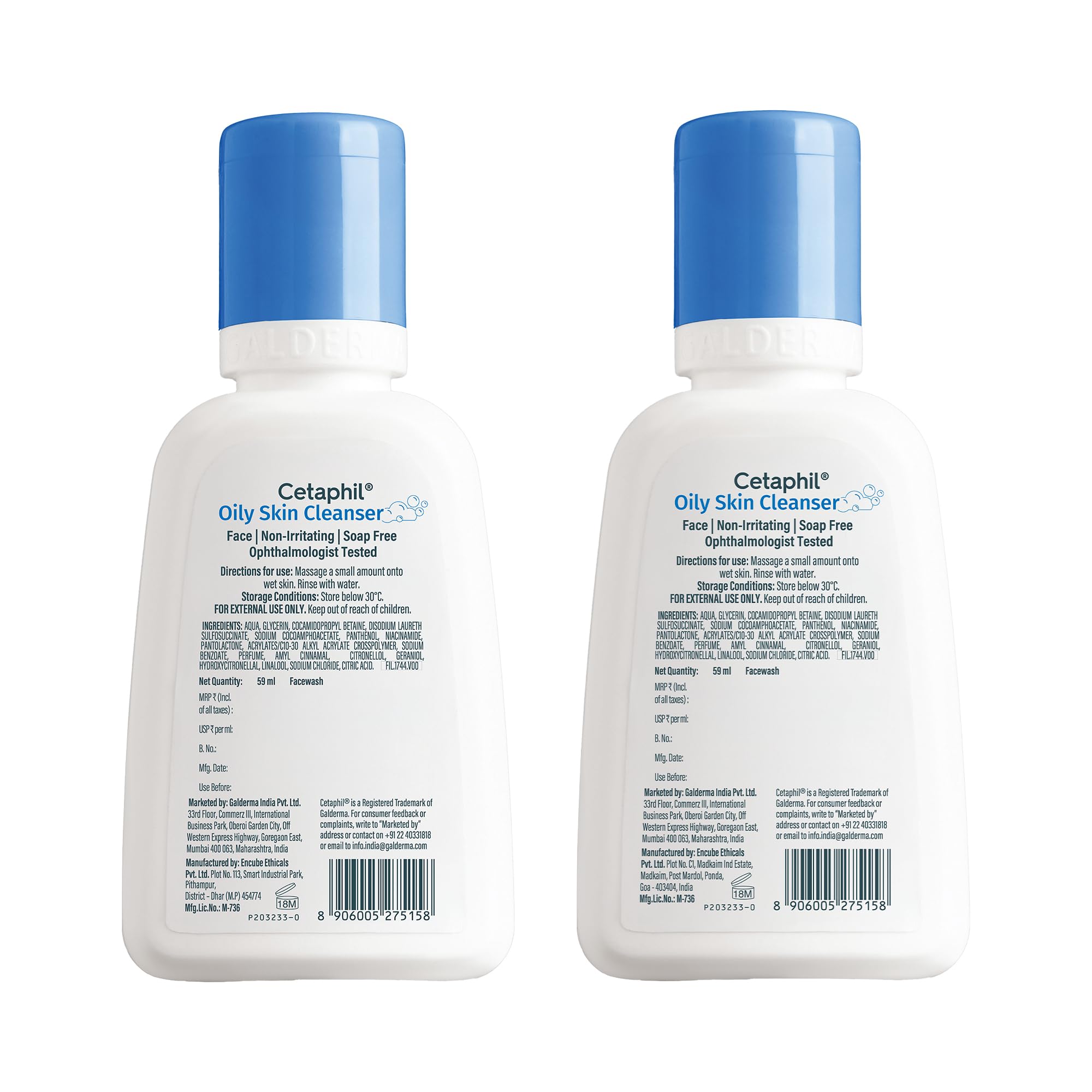 Cetaphil Oily Skin Cleanser Face Wash 59ml | Deep Cleansing for Oily, Acne Prone Skin | Gentle Foaming, Non-Irritating, pH Balanced | Dermatologist Recommended | For Your Sensitive Skin