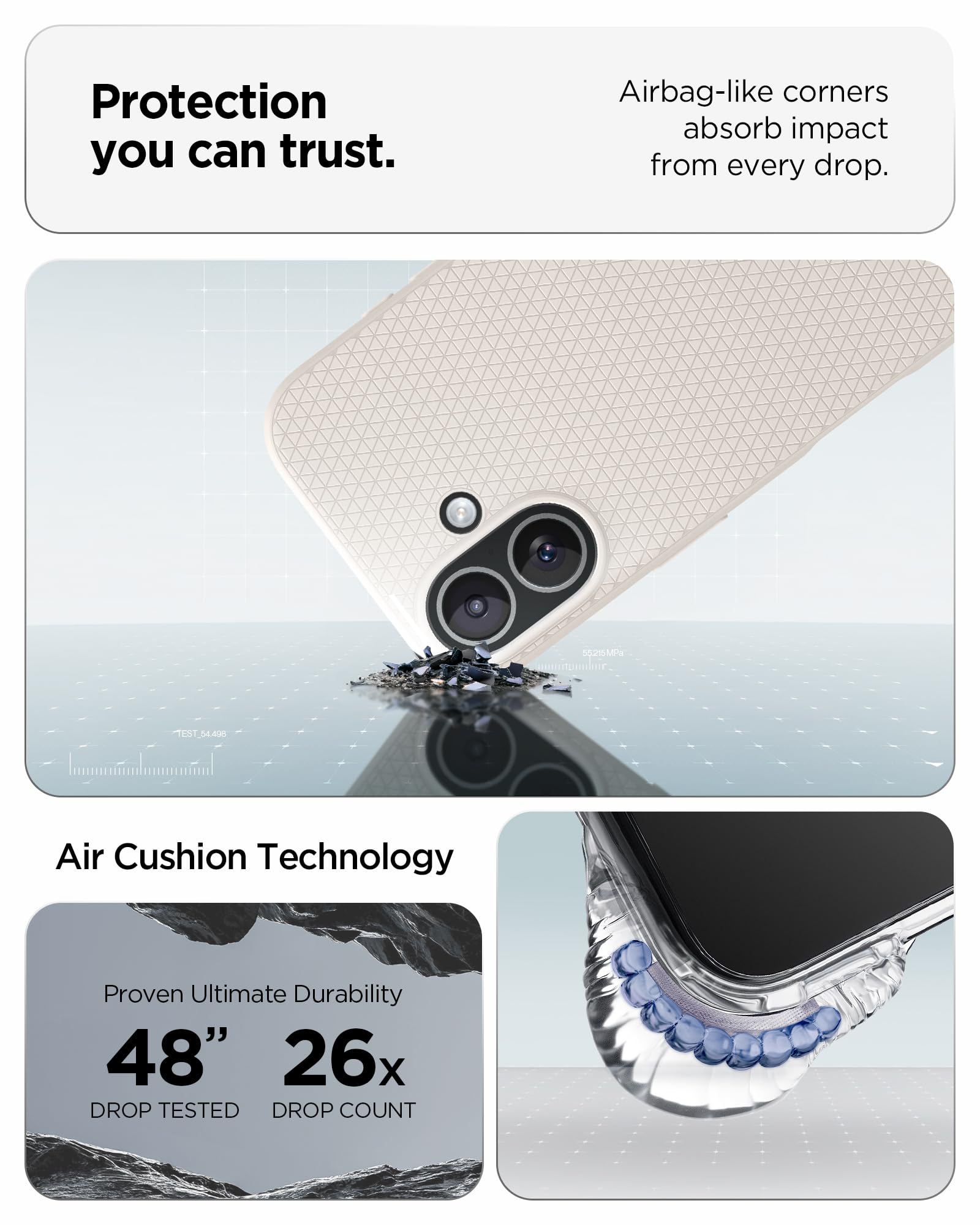 Spigen Liquid Air Back Cover Case for iPhone, Durable Protection, Air Cushion Technology - TPU | Matte Black