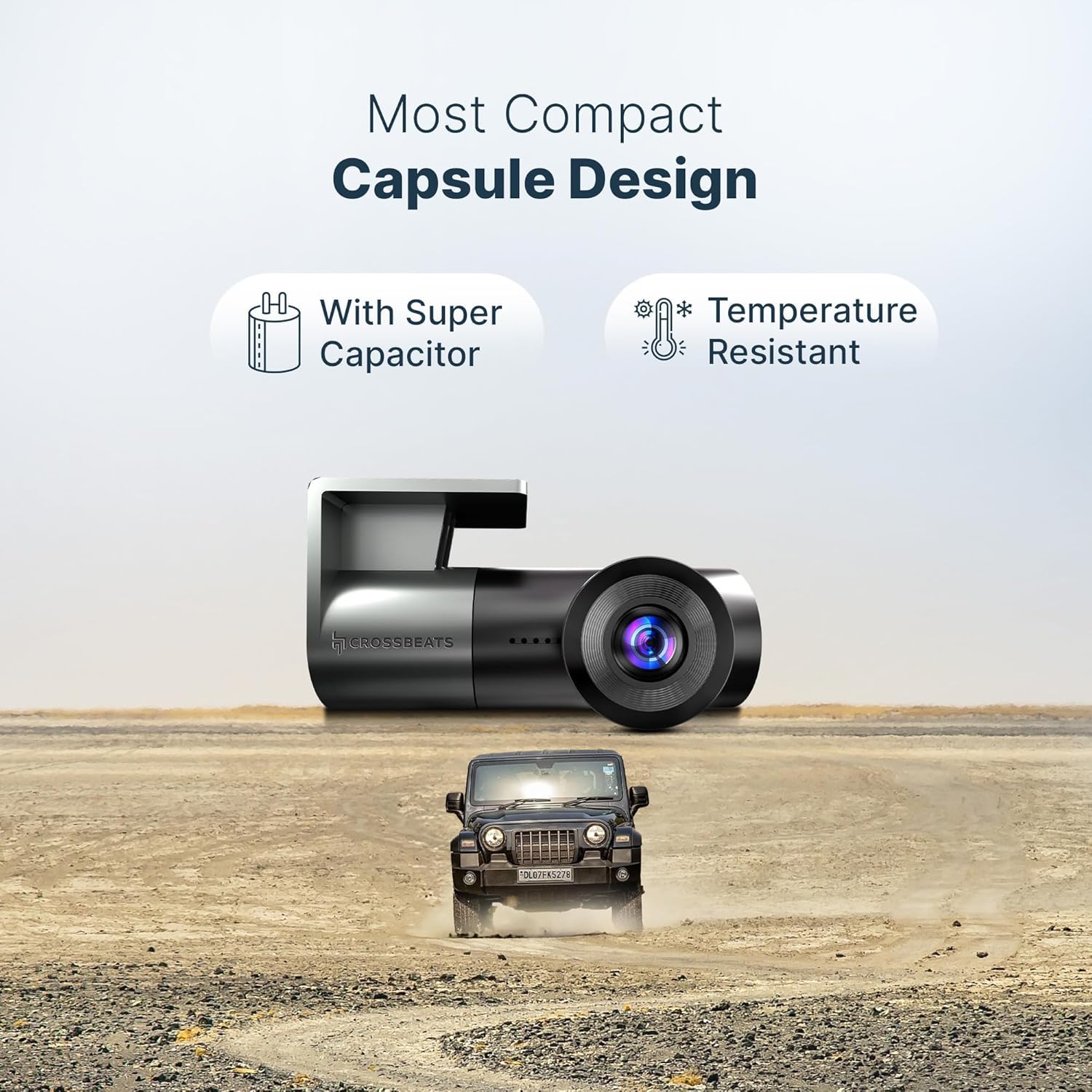Crossbeats RoadEye Neo 2025 Launch Dash Camera for Car | WiFi & APP | 2MP FHD 1080p 170° Wide Angle Dashcam for Car | 360° Front Camera | Night Vision cam | G-Sensor | Loop & Audio Recording