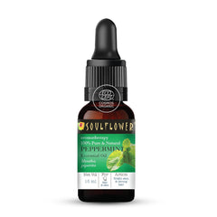 Soulflower Peppermint Essential Oil for Skin & Hair Care, Scalp, Aromatherapy |100% Pure & Natural Therapeutic Grade, Undiluted, Ecocert Cosmos Organic Certified| Mentha Piperita |15ml