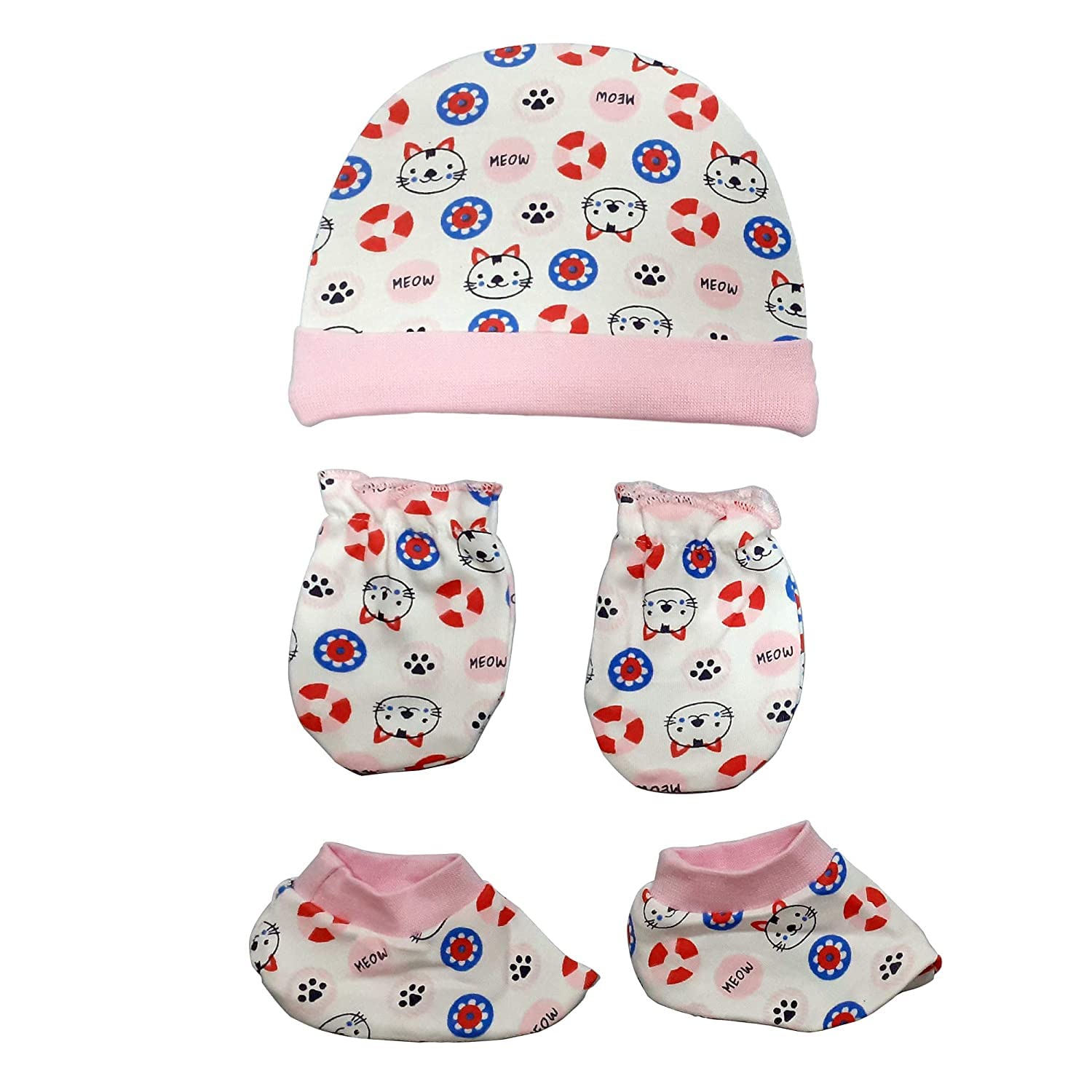 LuvLap 100% Cotton Baby Caps, Mittens and Booties Combo Set for 0-6 Months - Pack of 2 (Assorted) - Apparel from LuvLap - Shop in Sri Lanka at Arcade.lk