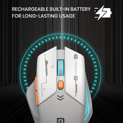 Portronics Vader Max Wireless Rechargeable Mouse, Thumb Support, Bluetooth 5.3 & 2.4 GHz Dual Mode, 6-Button Control, Adjustable DPI Up to 2400,Universal Compatibility (Grey)