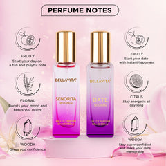 BELLAVITA Date & Senorita Woman Perfume Combo with Jasmine, Vanilla, Lotus & Musk | EDP Fragrance Scent, Pack of 2, 20 ml Each