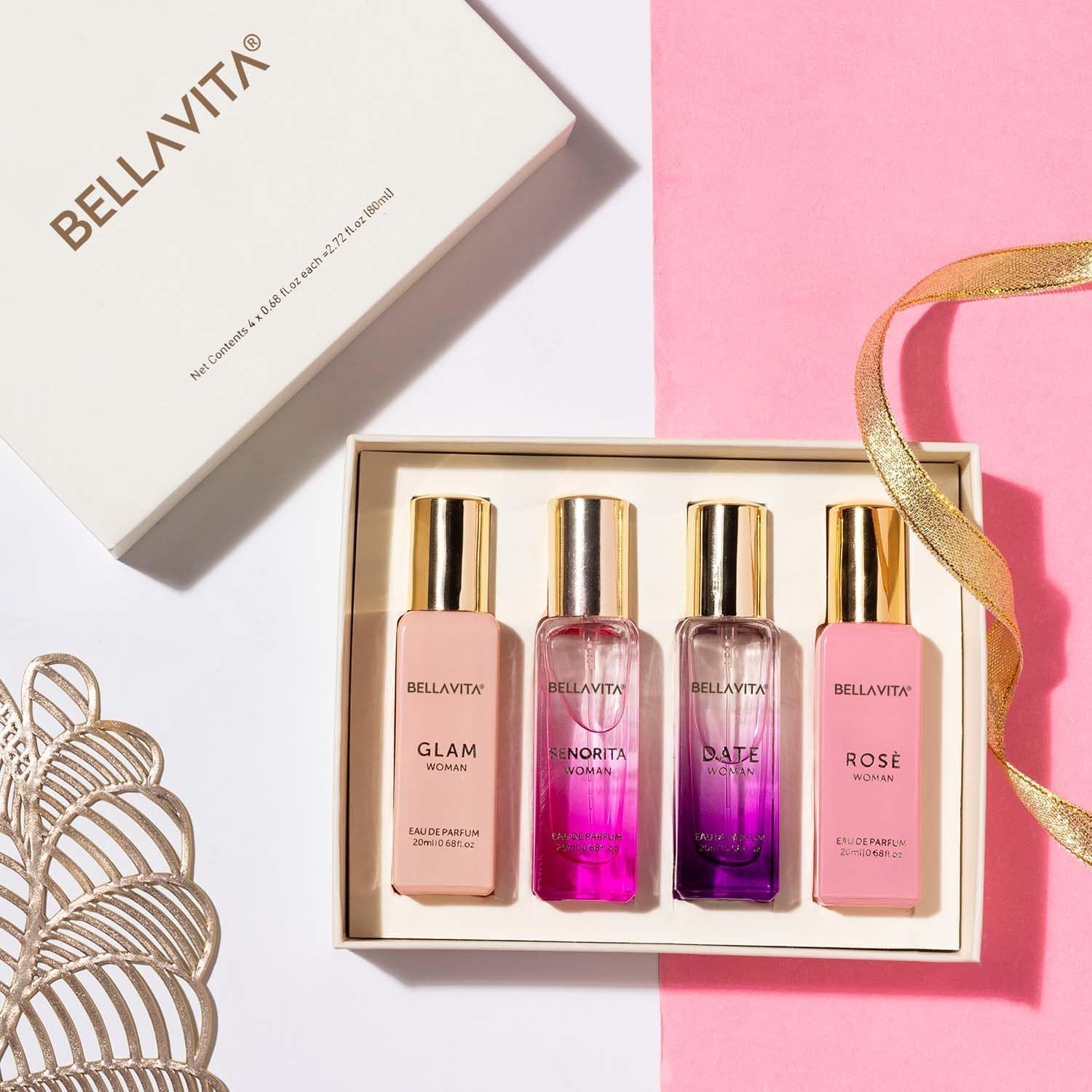 Bella Vita Luxury | Perfume Gift Set for Women 4x20ml | Gifts for Woman | Perfume for Woman | Date, Senorita, Glam, Rose Long Lasting EDP | Floral & Fruity Premium Fragrance | Glammy.lk