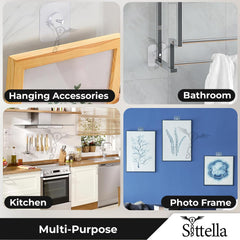 SITTELLA Stainless Steel 10 Pieces Self Adhesive Heavy Duty Nail Photo Wall Hook No Drilling Installation For Use Inside Home & Kitchen, Transparent - Home Improvement from SITTELLA - Shop in Sri Lanka at Arcade.lk