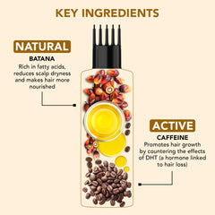 Botanic Hearth Batana Caffeine Hair Oil with Almond – 150ml – Nourishing & Strengthening Hair Treatment, Promotes Healthy Hair Growth, Enhances Shine & Moisture | Glammy.lk
