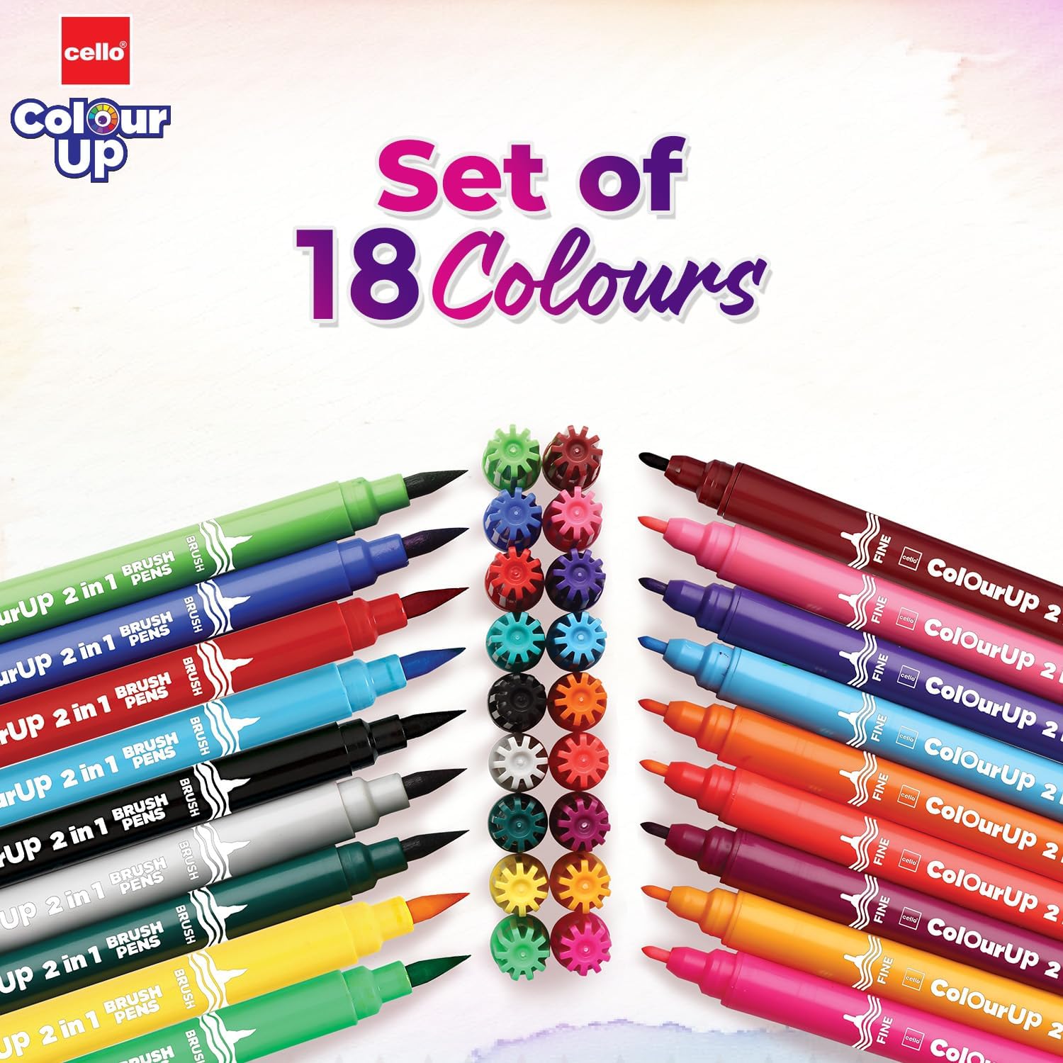 Cello BrushTip Pens Multicolor 18 Shades Set (Pack of 1)