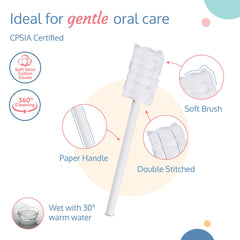 LuvLap 40pcs Oral Care Disposable Mouth Swabs for Cleaning Tooth, Swabsticks Baby Tongue Cleaning, 0-36 Months, White
