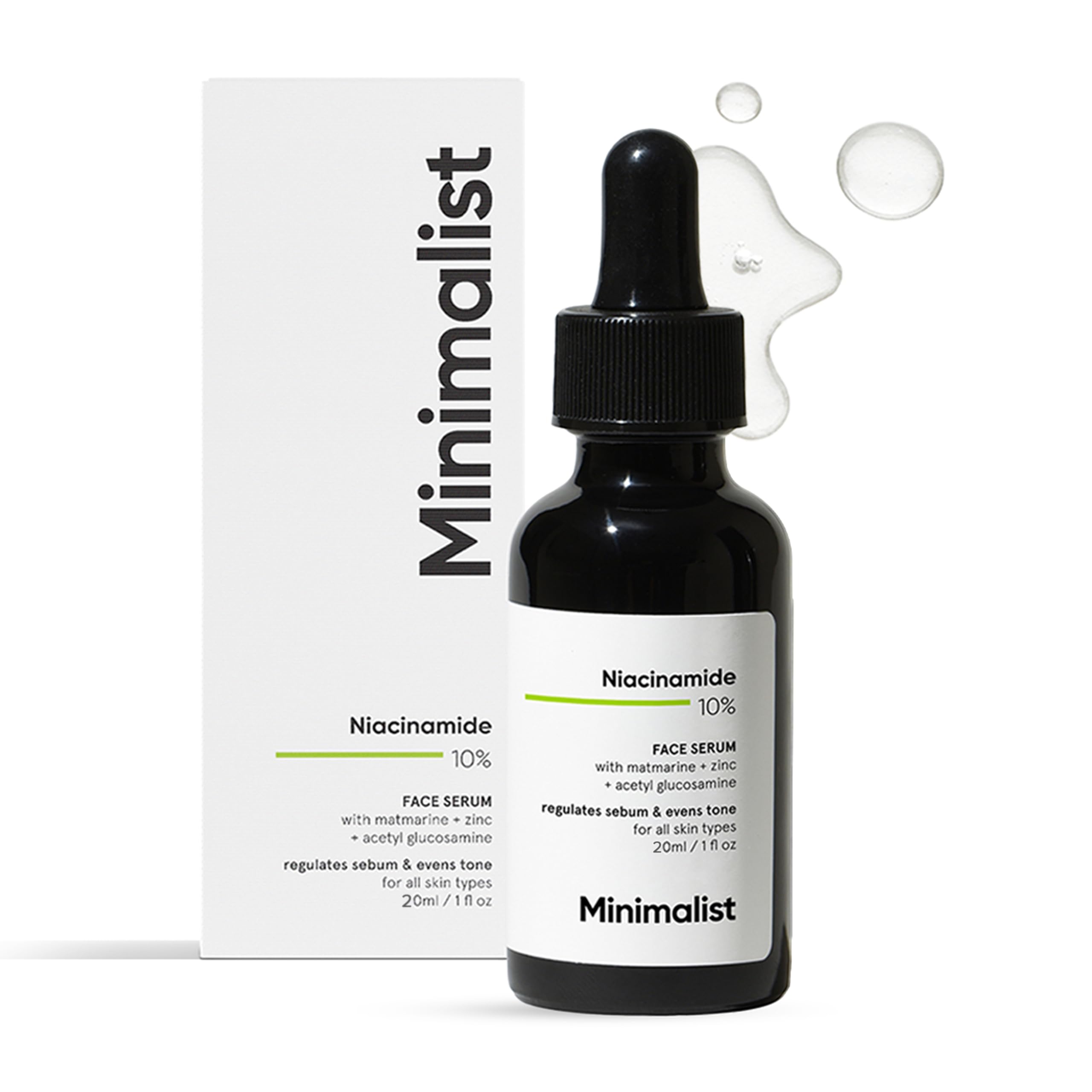 Minimalist 10% Niacinamide Serum with Zinc – Reduces Acne Marks, Controls Oil & Minimizes Pores | Vitamin B3 for Blemish-Free, Clear Skin | For Oily & Acne-Prone Skin | 20 ml