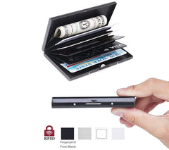 Storite 6 Slots RFID Protected Metal Credit Card Holder Wallet for Men & Women(Shiny Black,9.5 x 6.5 x 1.3 cm)