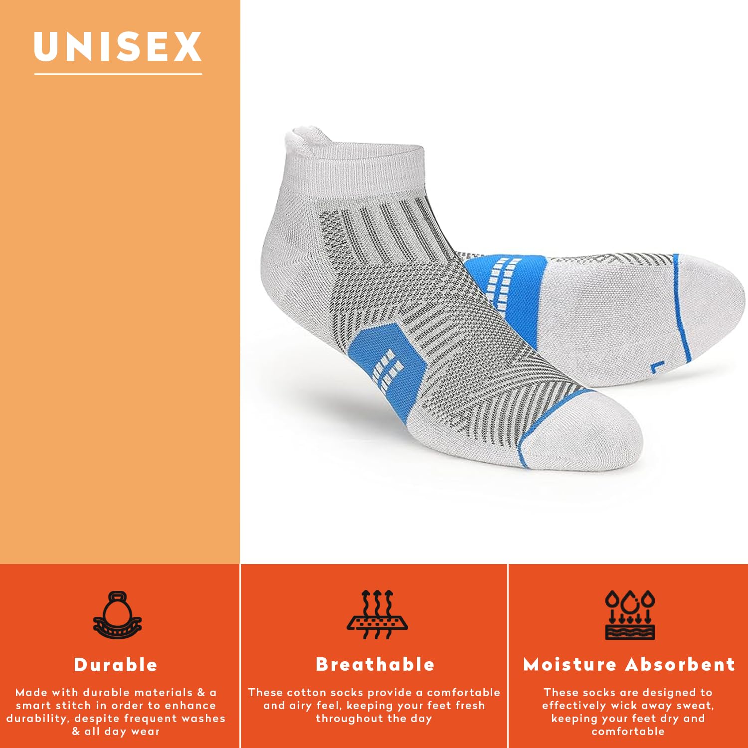 Supersox Accelerator Unisex Design Breathable with Cushion Terry Ankle Cnut Tab Athletic Socks - Pack of 3 - Apparel from Supersox - Shop in Sri Lanka at Arcade.lk