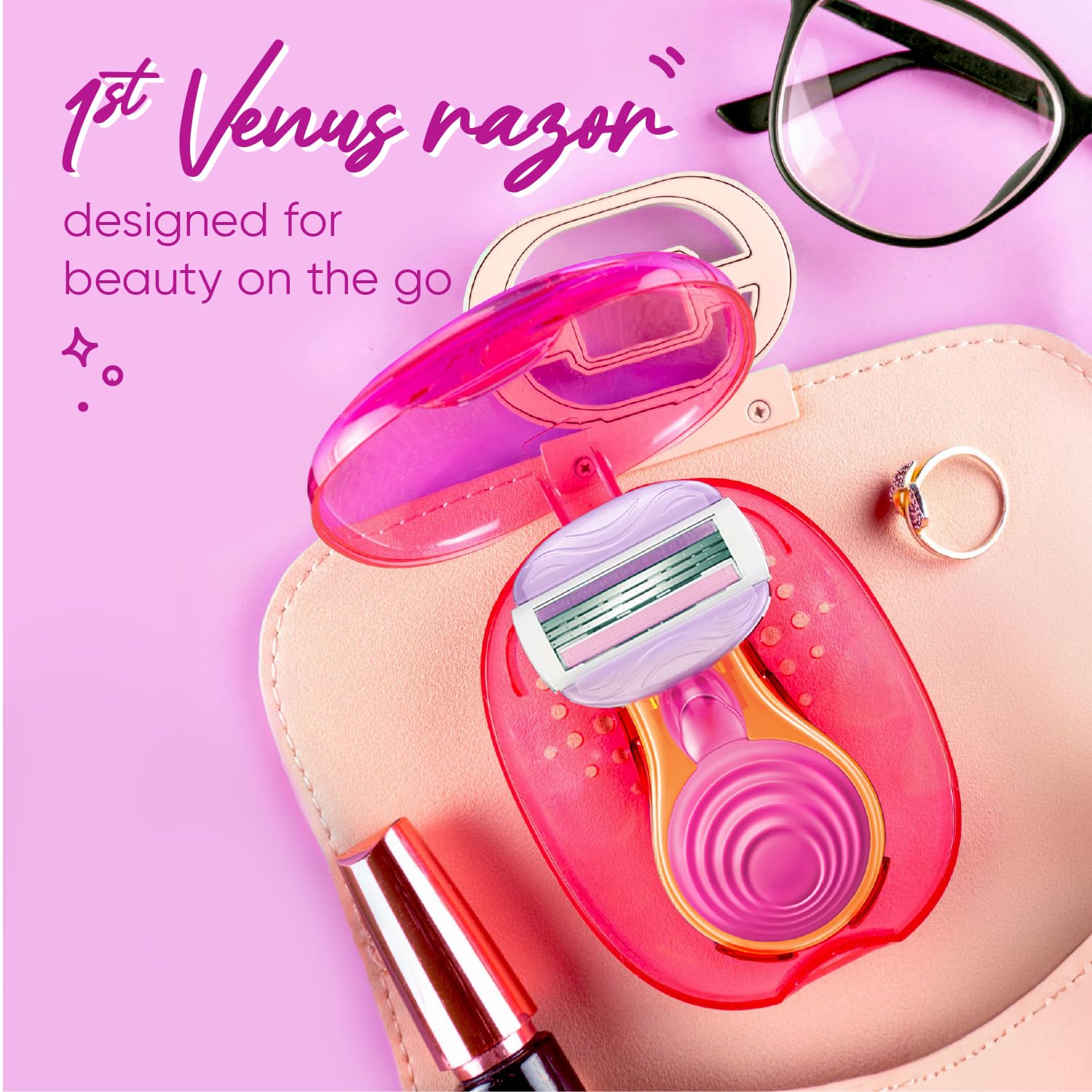 Gillette Venus Snap Hair Remover | Women Body Razor | Pack of 1 | Compact case| Soap Gel Bar With Avocado