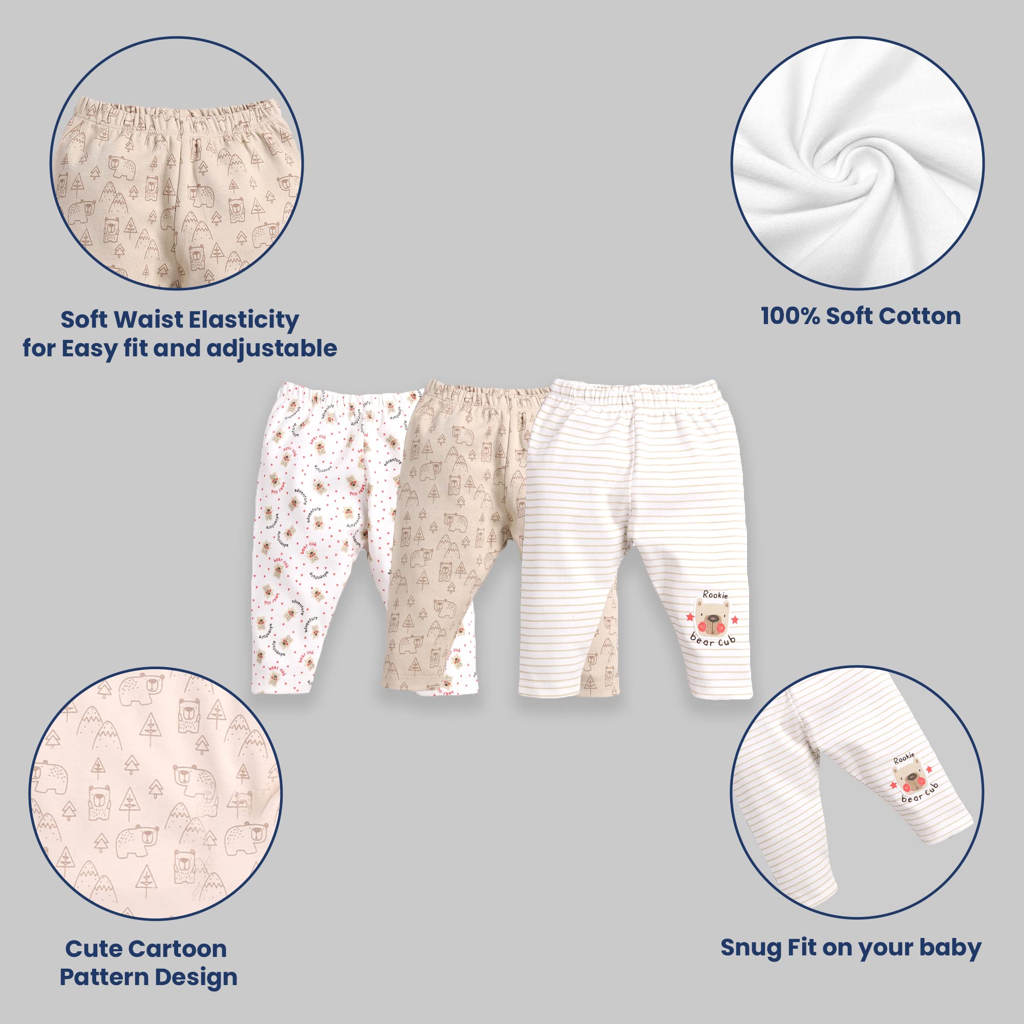 BabyGo Unisex-Child Cotton Graphic Casual Pants Loungewear Pack of 3 - Apparel from BABY GO - Shop in Sri Lanka at Arcade.lk