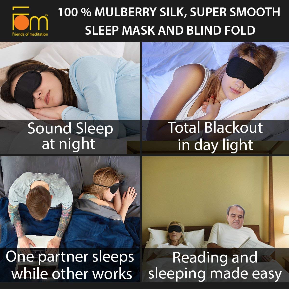 Friends of Meditation 100% Mulberry Silk, Super Smooth Sleep Mask and Blind Fold (Navy Blue) - Health and Beauty from Friends Of Meditation - Shop in Sri Lanka at Arcade.lk