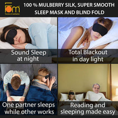 Friends of Meditation ® 100% Mulberry Silk, Super Smooth Sleep Mask And Blind Fold (Navy Blue)