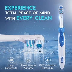 Oral B Cross Action AA Battery Electric Toothbrush for Adults, 90 Day Battery, IPX7 Water Resistant, Soft Crisscross Bristles (Blue, 1)