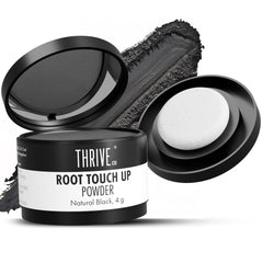 ThriveCo Root Touch-Up Powder Natural Black | Instantly Covers Greys & Bald Spots | Non-Sticky, Full Coverage, Mess-Free Application | Hyaplex™ Anti-Breakage Technology | 4g