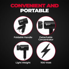 BEARDO Styling Gun Ultra Compact Hair Dryer | 1100 Watts Foldable Hair Dryer | 3 Heat 2 Speed Setting | Travel Friendly | Stylish Matte Black Finish | Gift For Friends | Gift for Husband