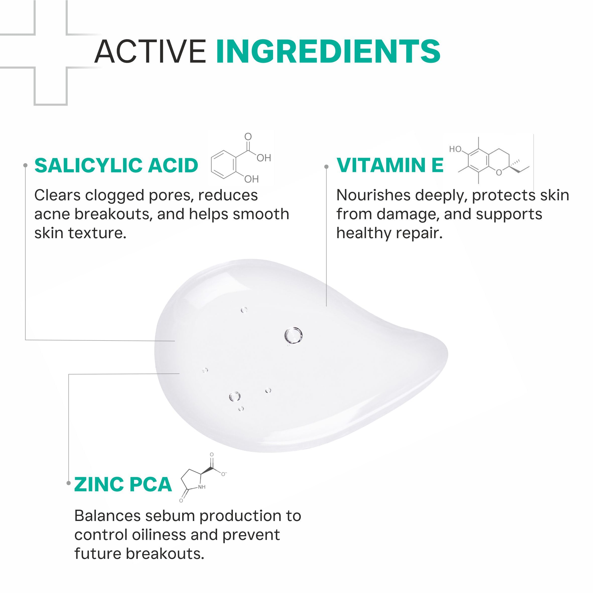DERMATOUCH Salicylic Acid 2% Face Wash | For Acne & Oil Control | For Normal to Oily and Acne-Prone Skin | Dermatologist Tested | For Men & Women | 100ml