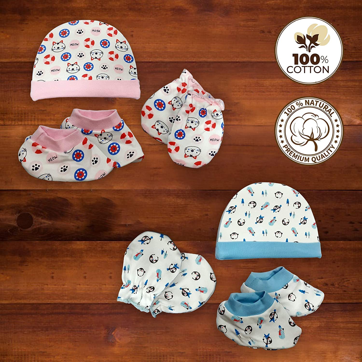 LuvLap 100% Cotton Baby Caps, Mittens and Booties Combo Set for 0-6 Months - Pack of 2 (Assorted) - Apparel from LuvLap - Shop in Sri Lanka at Arcade.lk