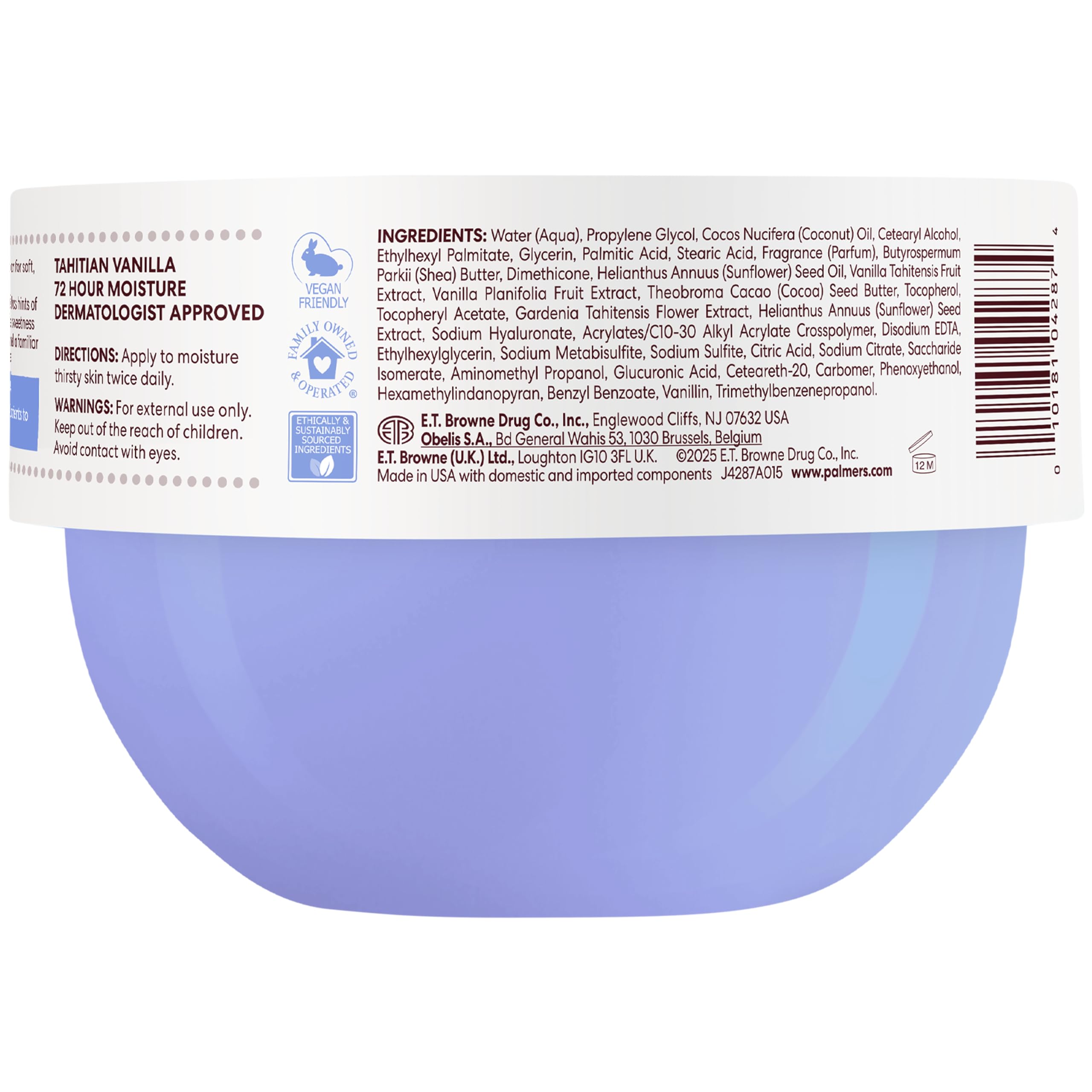 Palmer's Body Cream, Tahitian Vanilla Cocoa Butter Formula 250g