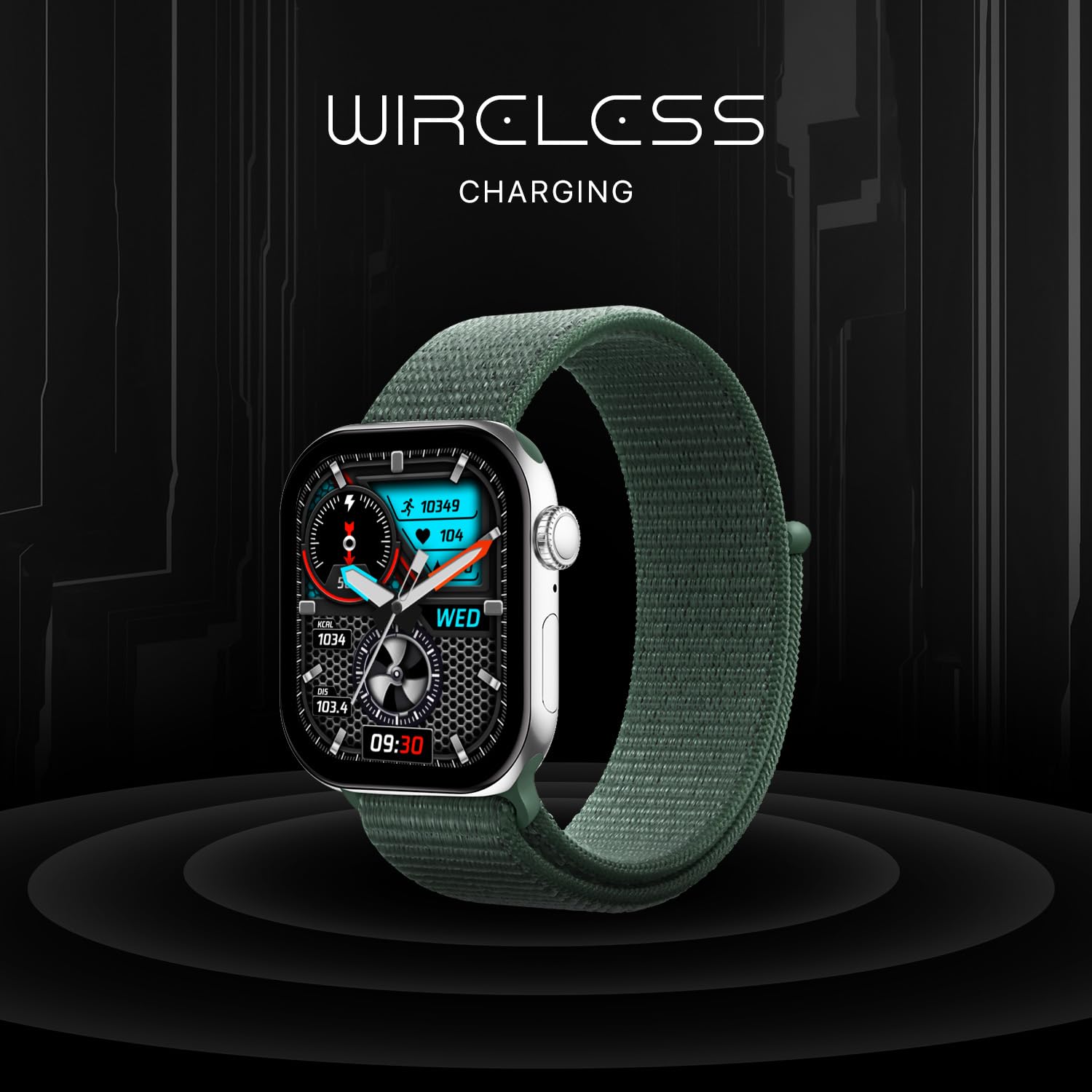 Fire-Boltt Ring X Smartwatch 2.01” Display with Always On Display, Bluetooth Calling, Wireless Charging, AI Voice Assistant, 100+ Sports Modes, Health Suite, 500+ Watchfaces (Green)