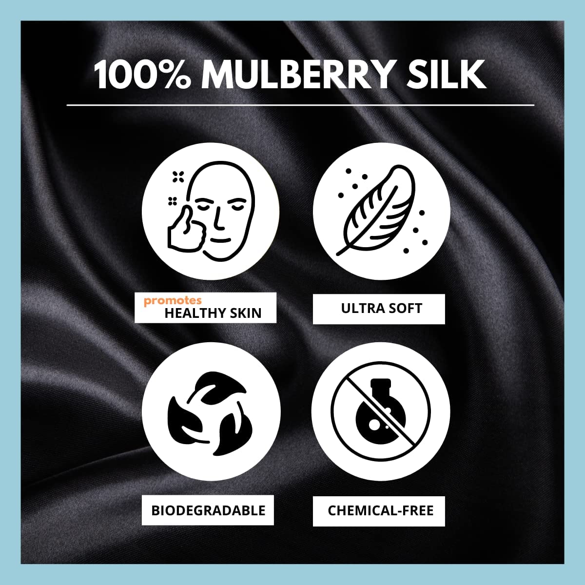 Friends of Meditation 100% Mulberry Silk Eye Mask, Super Smooth Sleep Mask and Blind Fold (Blue Floral)