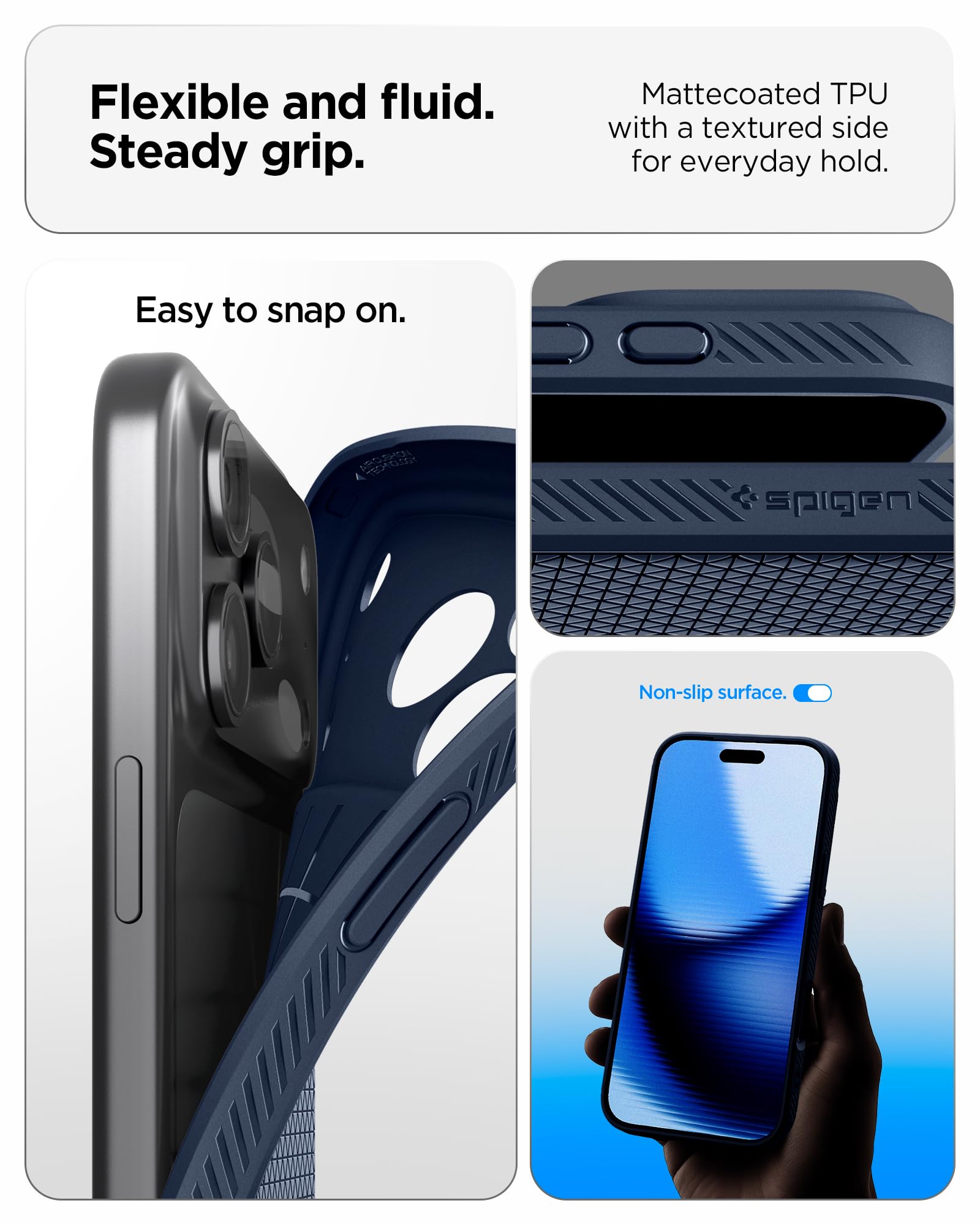 Spigen Liquid Air Back Cover Case for iPhone, Durable Protection, Air Cushion Technology - TPU | Matte Black