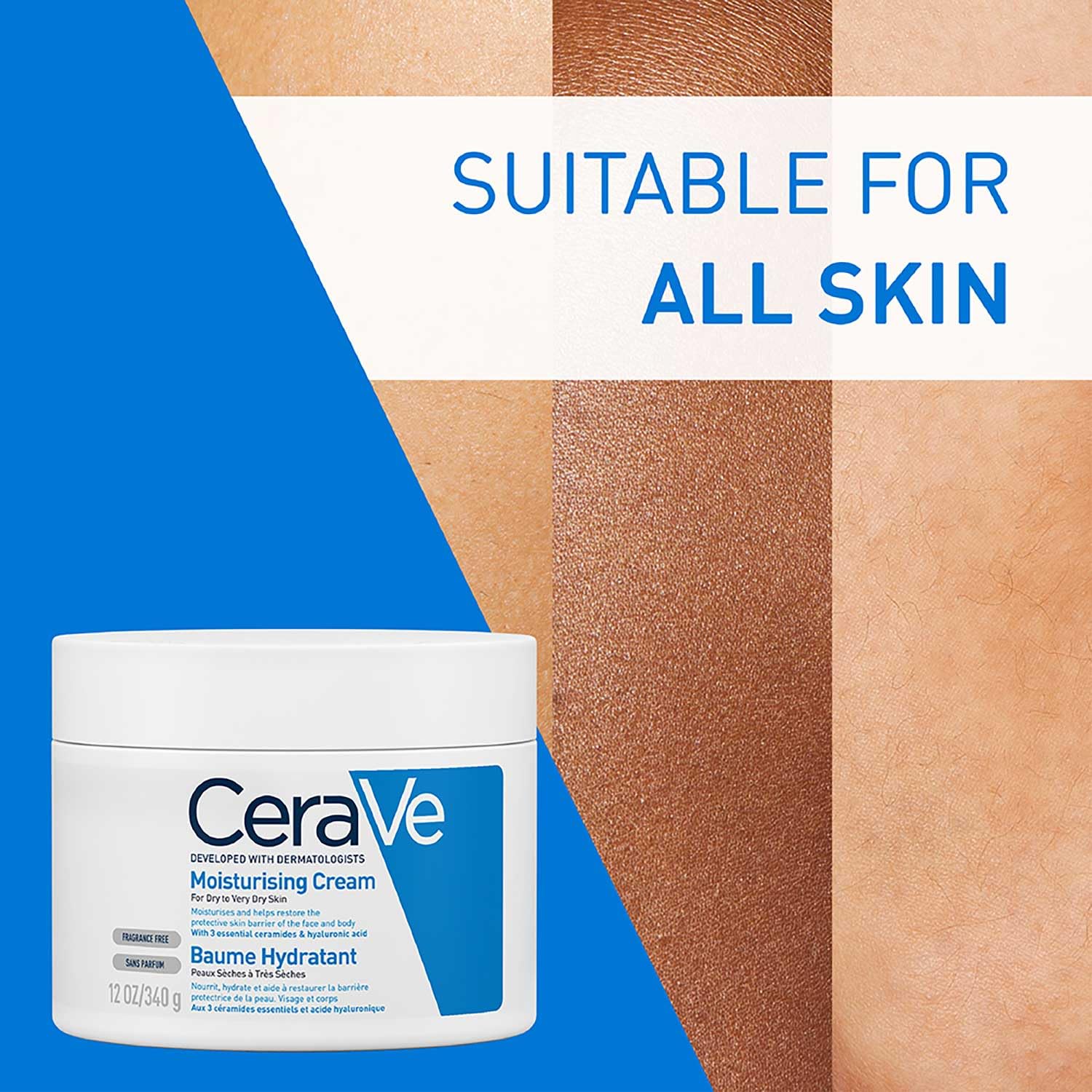 CeraVe Moisturizing Cream For Dry To Very Dry Skin (340gm) - Formulated with 3 Essential Ceramides And Hyaluronic Acid | Non-Comedogenic Moisturizer - Luxury Beauty from CeraVe - Shop in Sri Lanka at Arcade.lk