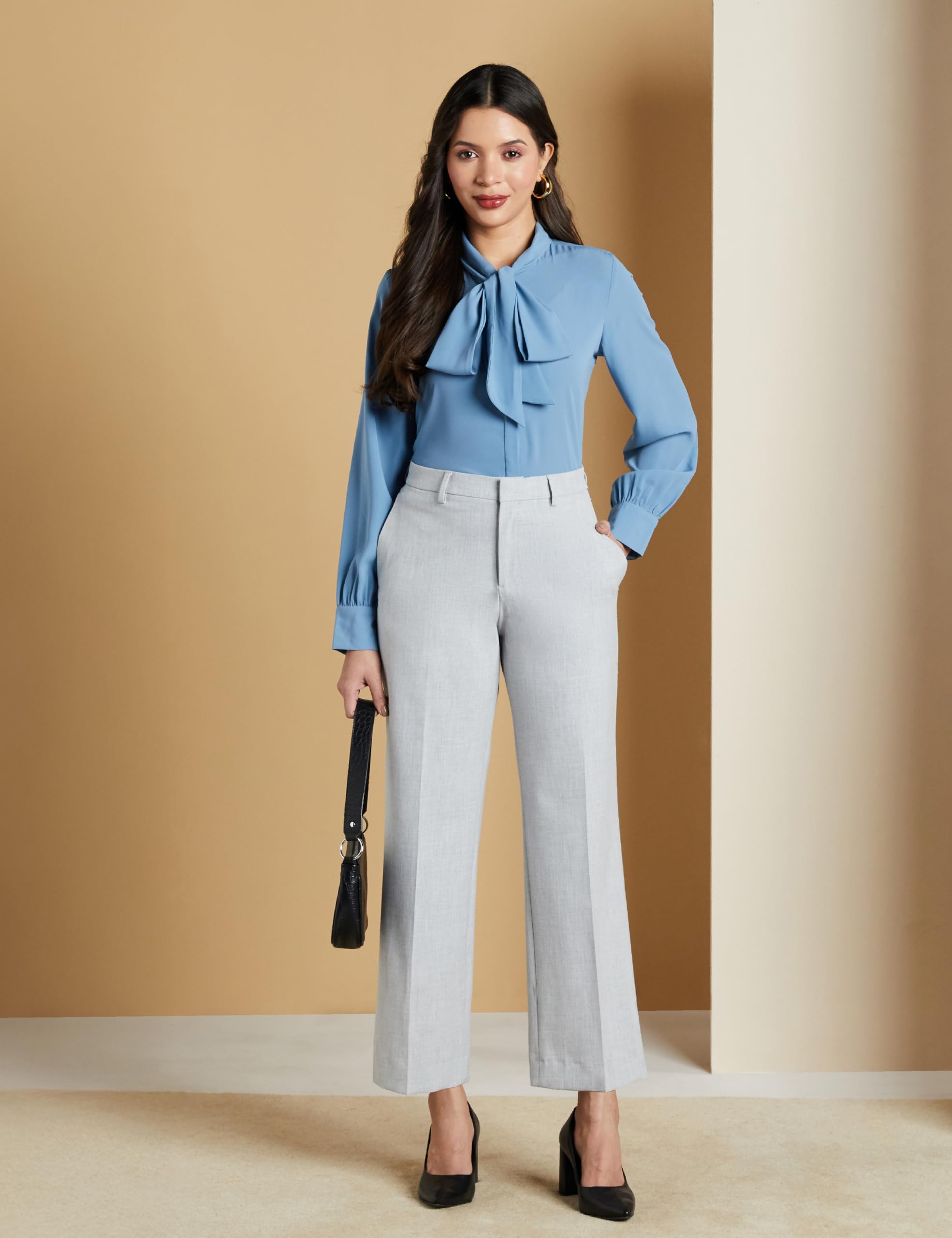 Symbol Premium Women's Wide Leg 4-Way Stretch Formal Trousers | Flexi-Waist | Waistband Gripper | Desk-to-Dinner (Available in Plus Sizes)