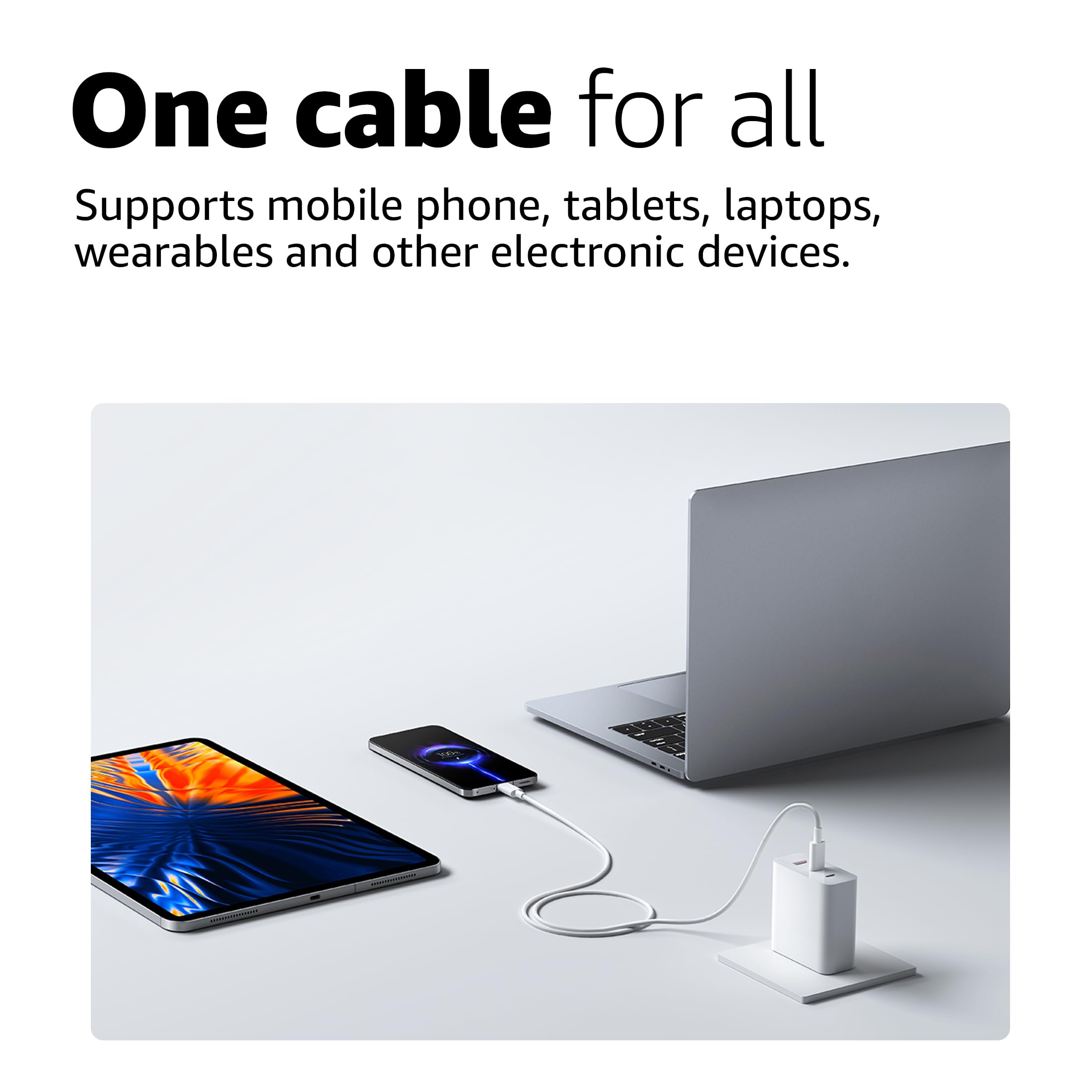 Xiaomi Mi Original HyperCharge 60W Type C to Type C Cable for Smartphones, Tablets, Laptops, Macbook & other Type C devices, 480Mbps Data Sync (White) - Wireless Accessory from Xiaomi - Shop in Sri Lanka at Arcade.lk