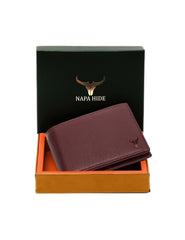 NAPA HIDE Maroon Leather Wallet for Men I Handcrafted I 4 Credit/Debit Card Slots I 2 Currency Compartments I 1 Transparent ID Window