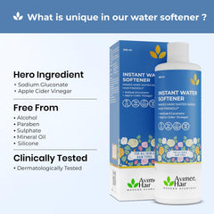 Avimee Herbal Instant Water Softener | Makes Your Water Hair & Skin Friendly | Reduces Hair Fall & Skin Itching | Disables Hardness & Maintains pH Level | Non Toxic and 100% Safe (400ml (Pack of 1))