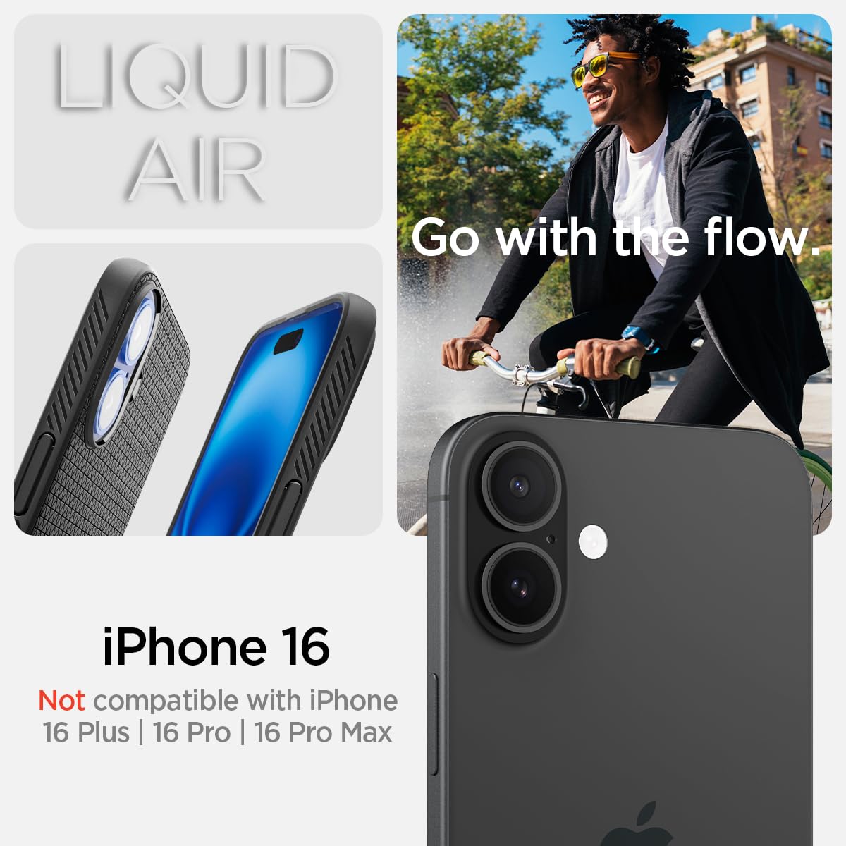 Spigen Liquid Air Back Cover Case for iPhone, Durable Protection, Air Cushion Technology - TPU | Matte Black