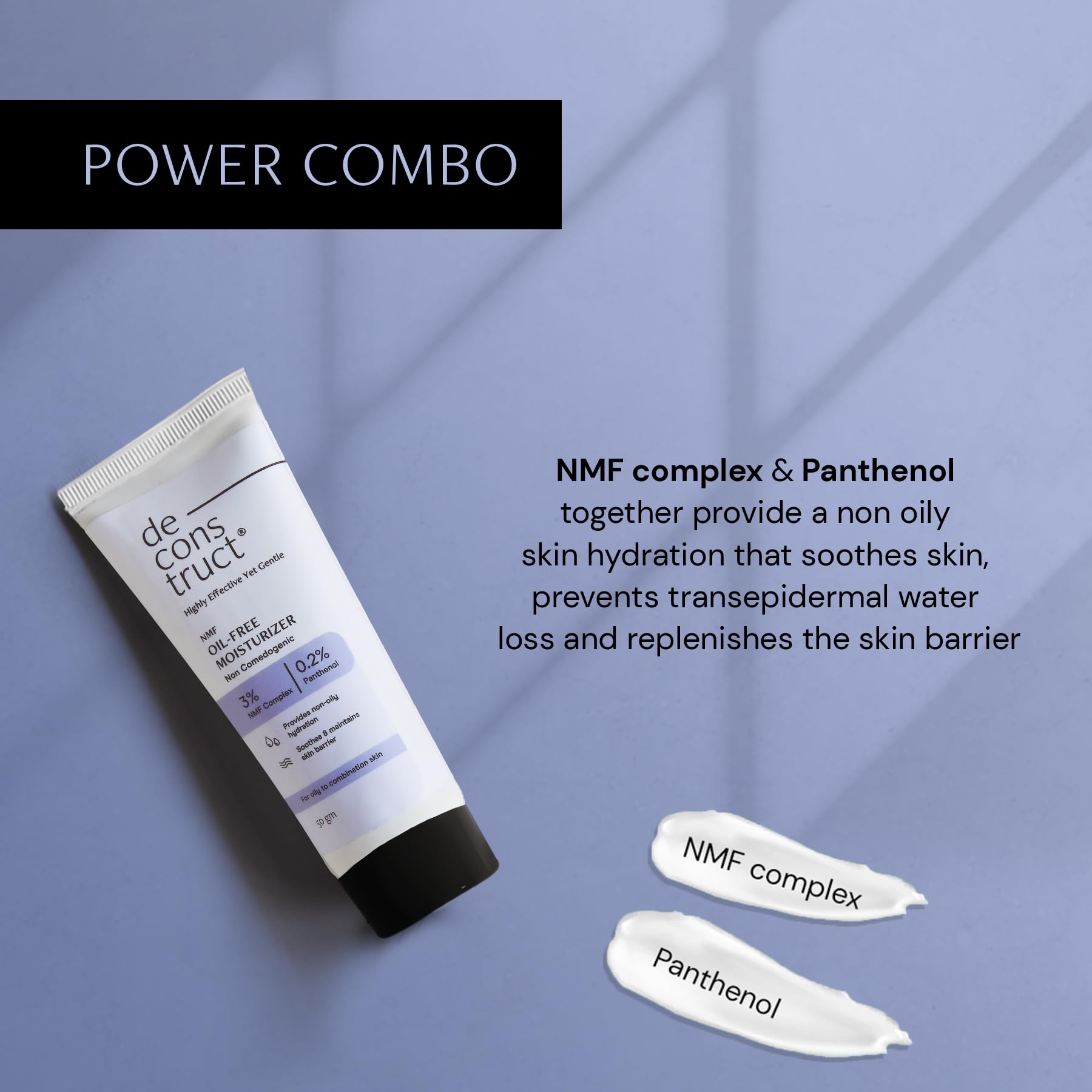 Deconstruct Oil-Free Moisturizer | Non Sticky, Lightweight, Non-Comedogenic & Fast-Absorbing | Tested for 72H Hydration | For Oily, Acne-Prone & Sensitive Skin |50g
