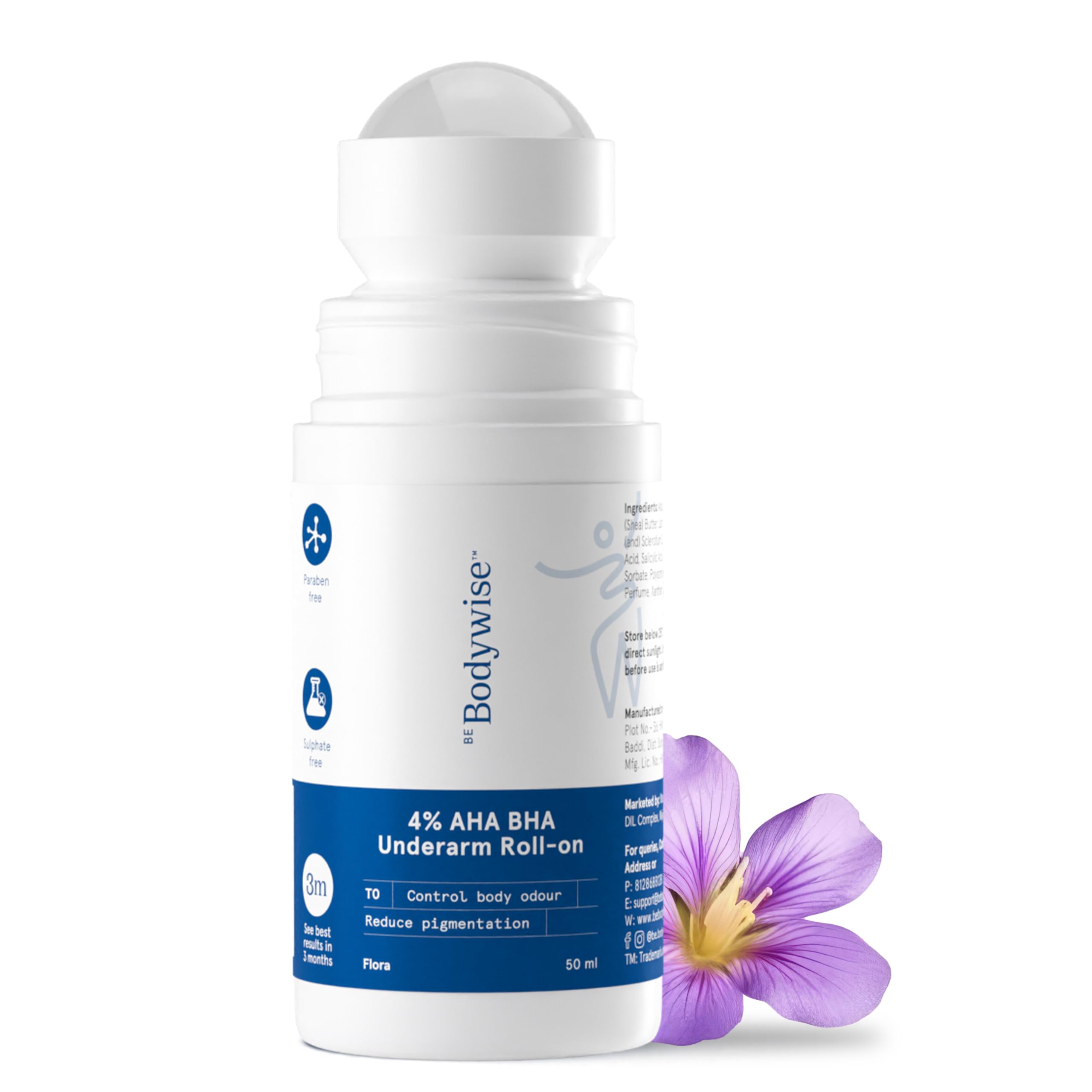 Be Bodywise 4% Aha Bha Underarm Roll On 50ml | 2% Lactic Acid, 1% ...