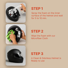 ShineXPro Helmet Cleaner & Microfiber Cloth, Anti-Bacterial Foaming Helmet Cleaning Spray, Safe for Hair & Skin - Helmet Interior Cleaner Removes Bad Odor, Helps Deep Clean with Inner Foam Formulation