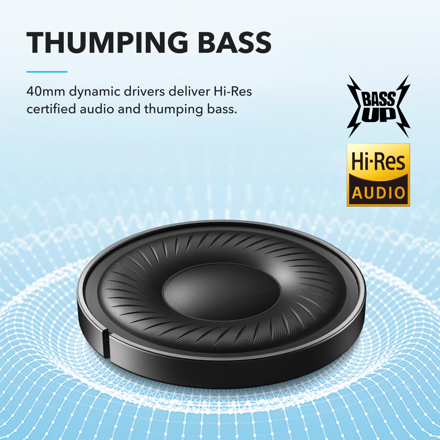 soundcore by Anker Q20i Wireless Bluetooth Over-Ear Headphones with Hybrid Active Noise Cancelling, 40h Playtime in ANC Mode, Hi-Res Audio, Deep Bass, App Personalization (Blue)