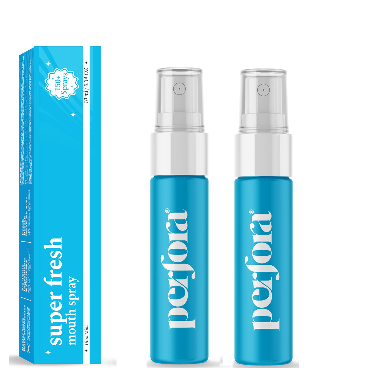 Perfora Super Fresh Ultra Mint Mouth Spray | Instant Fresh Breath, Alcohol-Free, Teeth Remineralisation, SLS Free | 10 ml x 2