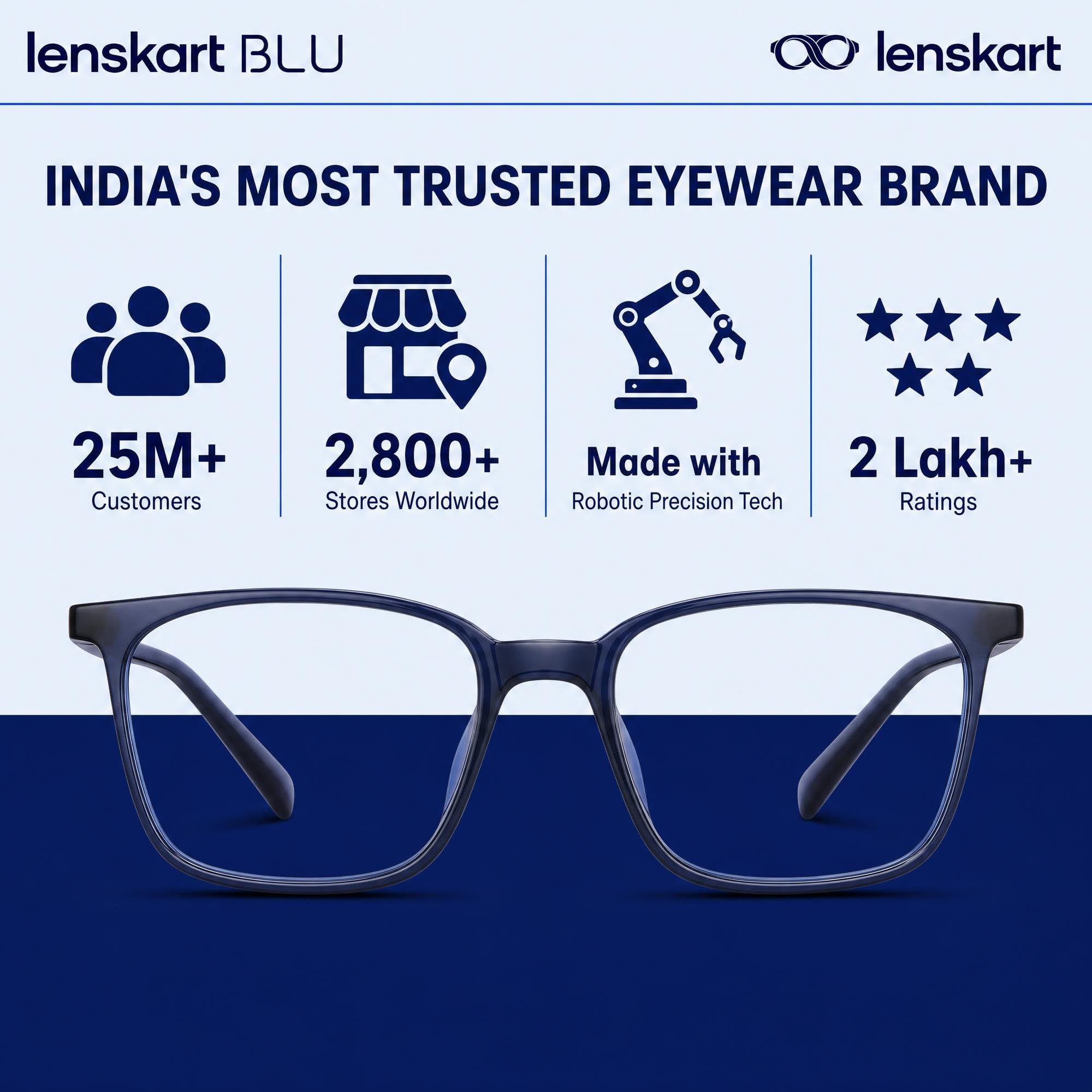 LENSKART BLU | Zero Power Blue Cut Computer Glasses | Gaming Glasses | Anti Glare, Lightweight & Blocks Harmful Rays | UV Protection Specs | Men & Women | Medium | LB E13526