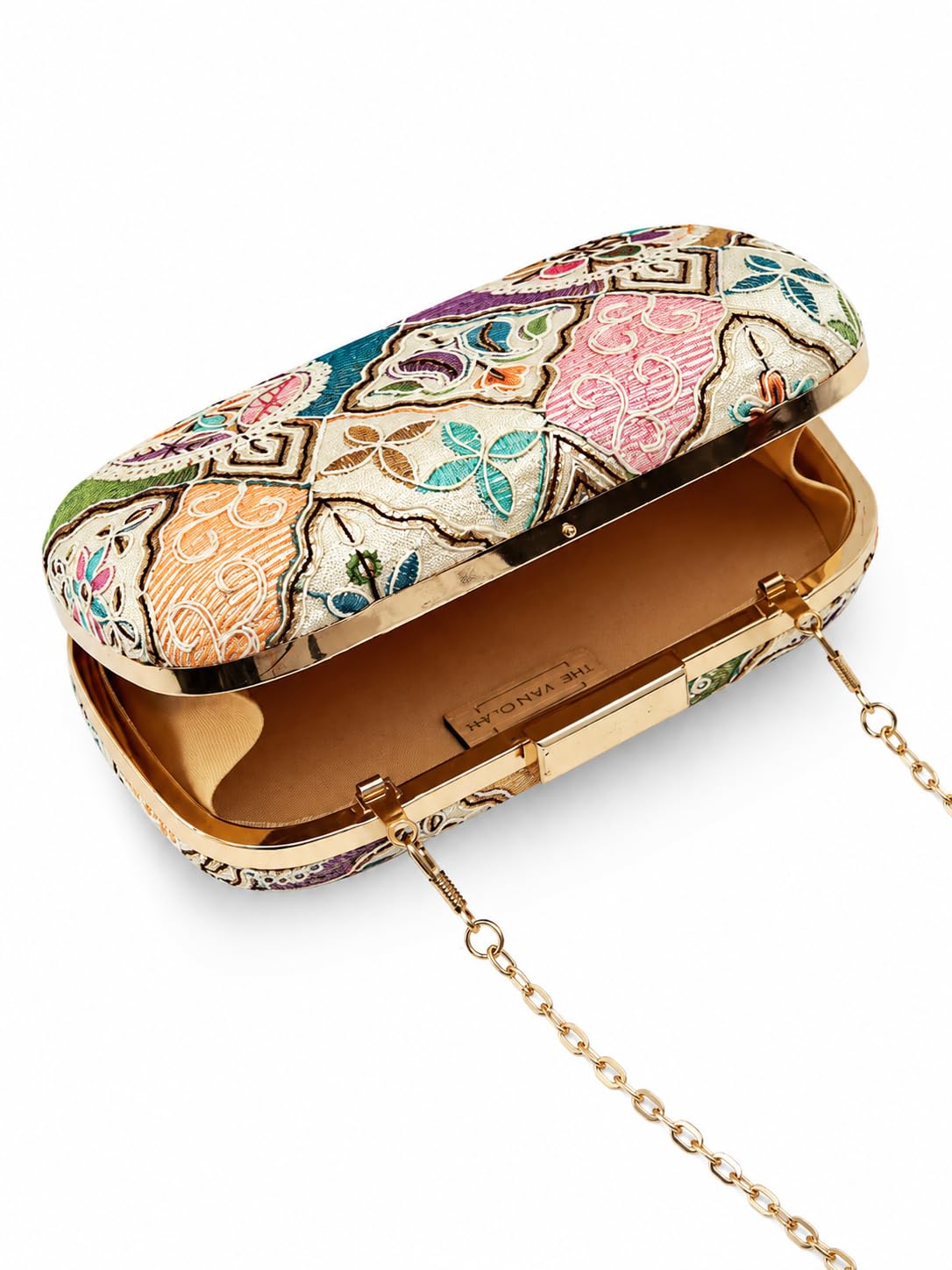 THE TAN CLAN Mughal Long Clutch for women Purses Luxury Evening Handbags for ladies with Detachable Handle