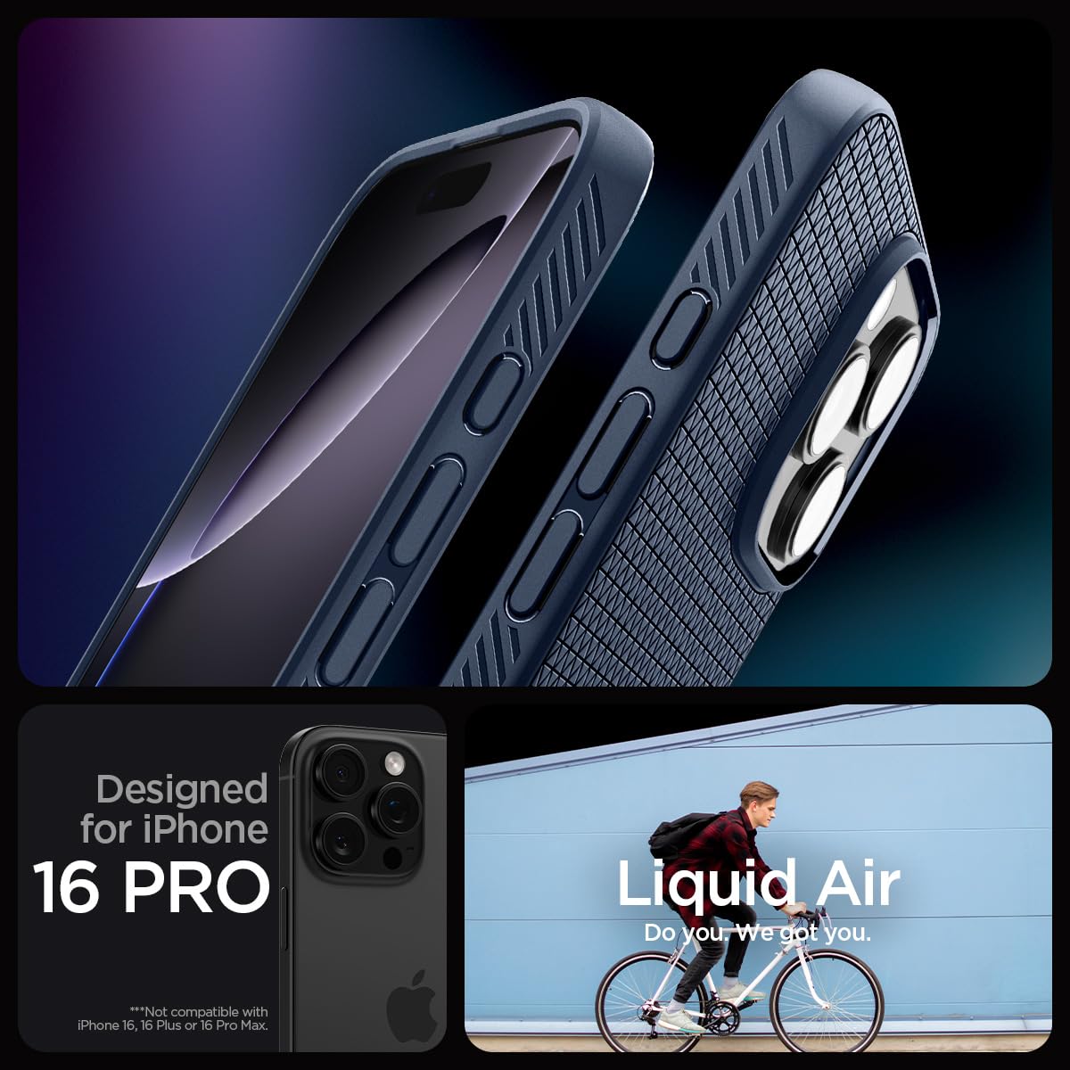 Spigen Liquid Air Back Cover Case for iPhone, Durable Protection, Air Cushion Technology - TPU | Matte Black